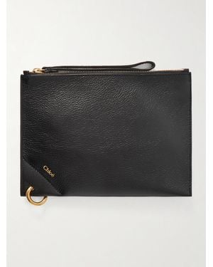 Chloé Embellished Textured-Leather Pouch - Black