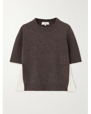 Sea Mallory Pleated Smocked Ramie-Trimmed Wool Sweater - Gray