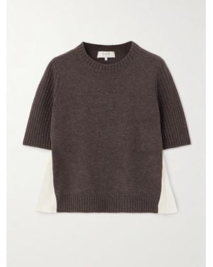 Sea Mallory Pleated Smocked Ramie-Trimmed Wool Sweater - Gray