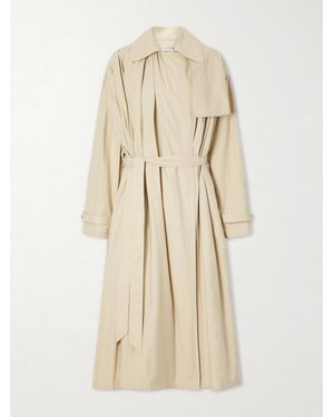 Calvin Klein Mireille Ruched Cotton-Gabardine Trench Coat - Natural