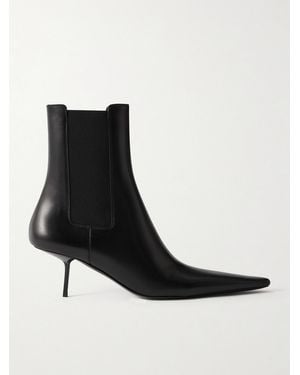 Saint Laurent Victoire Leather Ankle Boots - Black