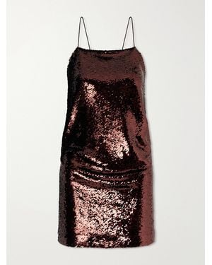 Alex Perry Sequined Mesh Mini Dress - Brown