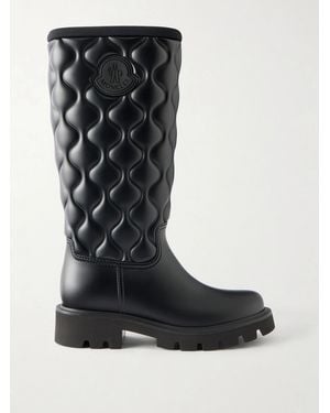 Moncler Kickstream Quilt Knee-High Rubber Boots - Black