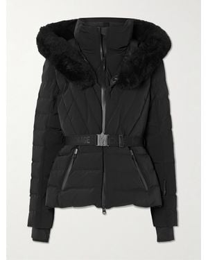 Mackage Elita Plush-Trimmed Hooded Belted Quilted Down Ski Jacket - Black