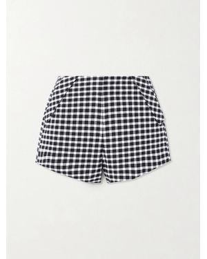 Posse Chiara Checked Cotton-Blend Shorts - Black