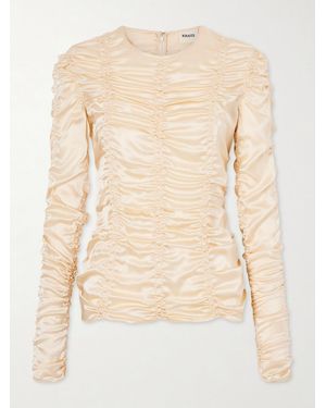 KHAITE Rory Ruched Silk Top - Natural