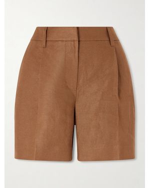 Brunello Cucinelli Short En Serge De Lin À Plis - Marron