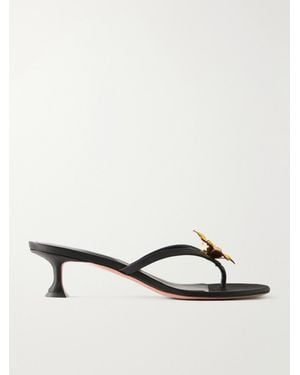AMINA MUADDI Vittoria 45 Satin Thong Sandals - Black