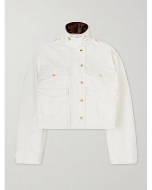 RÙADH Henderson Leather-Trimmed Regenerative Cotton-Canvas Jacket - White
