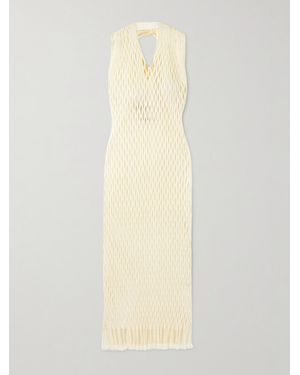 Proenza Schouler Zora Fringed Mesh Halterneck Midi Dress - White