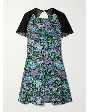 Les Rêveries Floral-Print Silk Crepe De Chine And Chiffon Mini Dress - Green