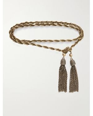 Etro Tasseled-Tone Skinny Belt - Natural