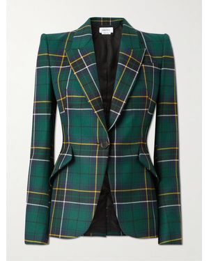 McQueen Blazer Aus Kariertem Woll-Twill - Grün