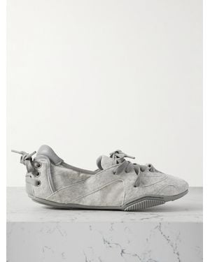 Acne Studios Leather-Trimmed Suede Ballet Flats - Gray