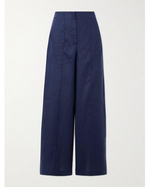 ANDRES OTALORA Encontrarte Linen Wide-Leg Trousers - Blue