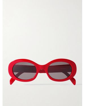 Celine Triomphe Oval-Frame Acetate Sunglasses - Red