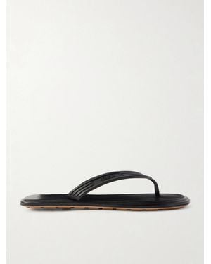 Bottega Veneta Sampieri Flat Thong Rubber Flip Flops - Black