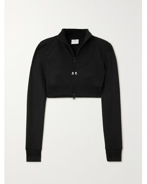 Courreges Cropped Ribbed Jersey Jacket - Black