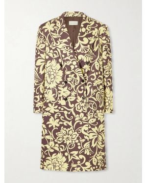 Dries Van Noten Rosea Oversized Double-Breasted Jacquard Coat - White