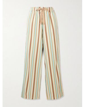 Sanderlak Striped Poplin Wide-Leg Trousers - White