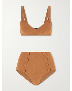 Lisa Marie Fernandez Magdalena Button-Embellished Bikini - Brown