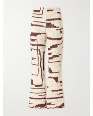Alix Of Bohemia Farah Crocheted Cotton Flared Trousers - Natural