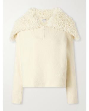 Loewe Logo-Embroidered Wool-Blend Sweater - Natural