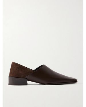 Alaïa Leather And Nubuck Loafers - Brown