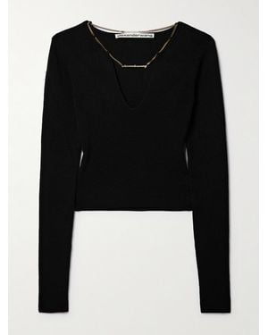 Alexander Wang Verkürzter Pullover Aus Einer Wollmischung Mit Kette - Schwarz