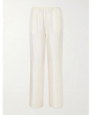 TOTEME Monogram Silk Wide-Leg Pyjama Trousers - White
