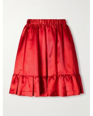 Comme des Garçons Ruffled Satin Shorts - Red