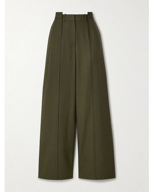 Jason Wu Asymmetric Paneled Wool-Blend Wide-Leg Pants - Green