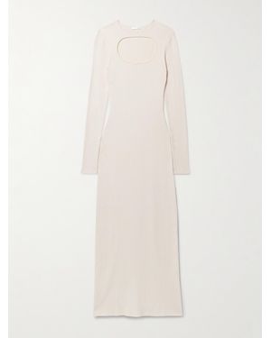 Skin Priyanka Cutout Ribbed Cotton-Blend Maxi Dress - White