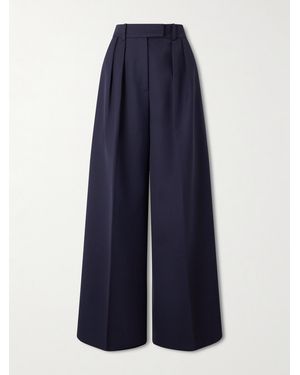 Anine Bing Lou Pleated Woven Wide-Leg Trousers - Blue