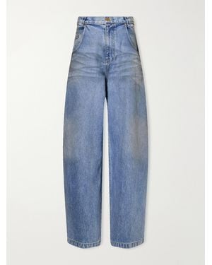 Willy Chavarria Bad Girl Distressed High-Rise Barrel-Leg Jeans - Blue