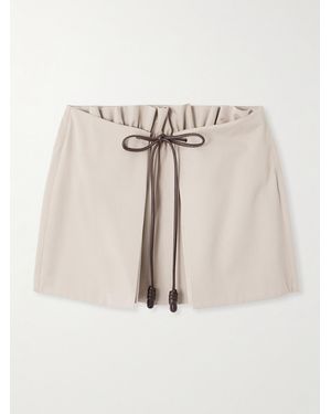 Loewe Leather-Trimmed Layered Cotton And Silk-Blend Mini Skirt - Natural