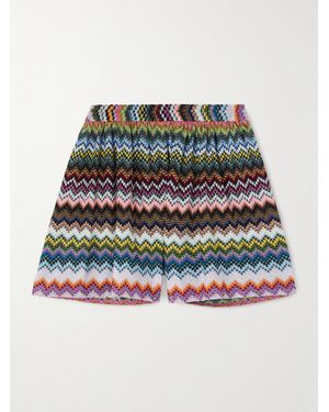 Missoni Striped Metallic Crochet-Knit Shorts - Multicolour