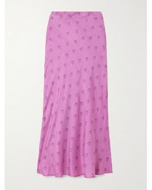 Alix Of Bohemia Lyra Printed Silk Maxi Skirt - Pink