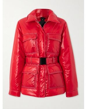 Perfect Moment Jade Belted Quilted Padded Glossed-Shell Ski Jacket - Red