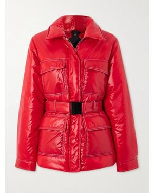 Perfect Moment Jade Belted Quilted Padded Glossed-Shell Ski Jacket - Red