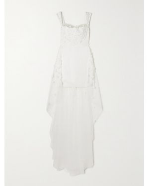 Rime Arodaky Oshun Embellished Embroidered Tulle And Crepe Mini Dress - White