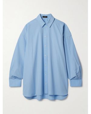 Wardrobe NYC Oversized Cotton-Poplin Mini Shirt Dress - Blue