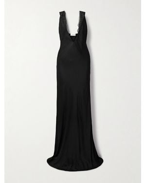 Brandon Maxwell The Malone Lace-Trimmed Twill Gown - Black