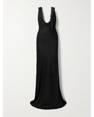 Brandon Maxwell The Malone Robe Aus Twill Mit Spitzenbesätzen - Schwarz