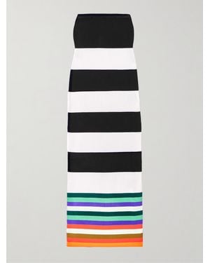 Christopher John Rogers Strapless Striped Stretch-Knit Maxi Dress - White