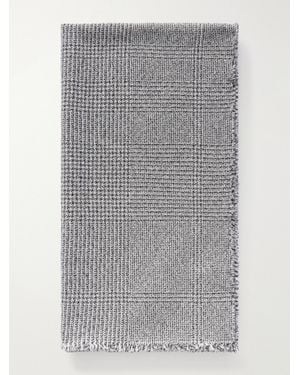 Johnstons of Elgin Scalpay Frayed Checked Wool And Cashmere-Blend Scarf - Gray