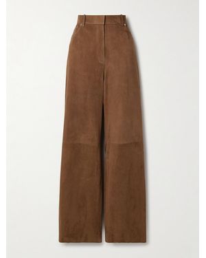Loewe Panelled Suede High-Rise Wide-Leg Trousers - Brown
