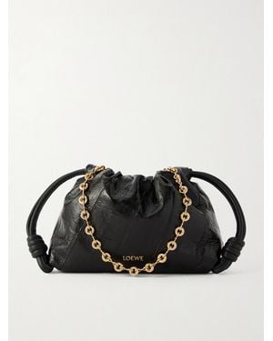 Loewe Pochette En Anguille Froissée À Finitions En Cuir Flamenco Mini - Noir