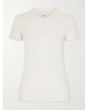 The Elder Statesman Pebble Pearl Cashmere And Silk-Blend T-Shirt - White