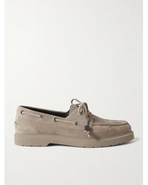 Brunello Cucinelli Loafers Aus Veloursleder Mit Zierperlen - Grau